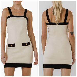 Endless Rose Ornamental Contrast Button Detail Knit Mini Dress Size Small Chic